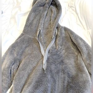fluffy sherpa quarter-zip hoodie